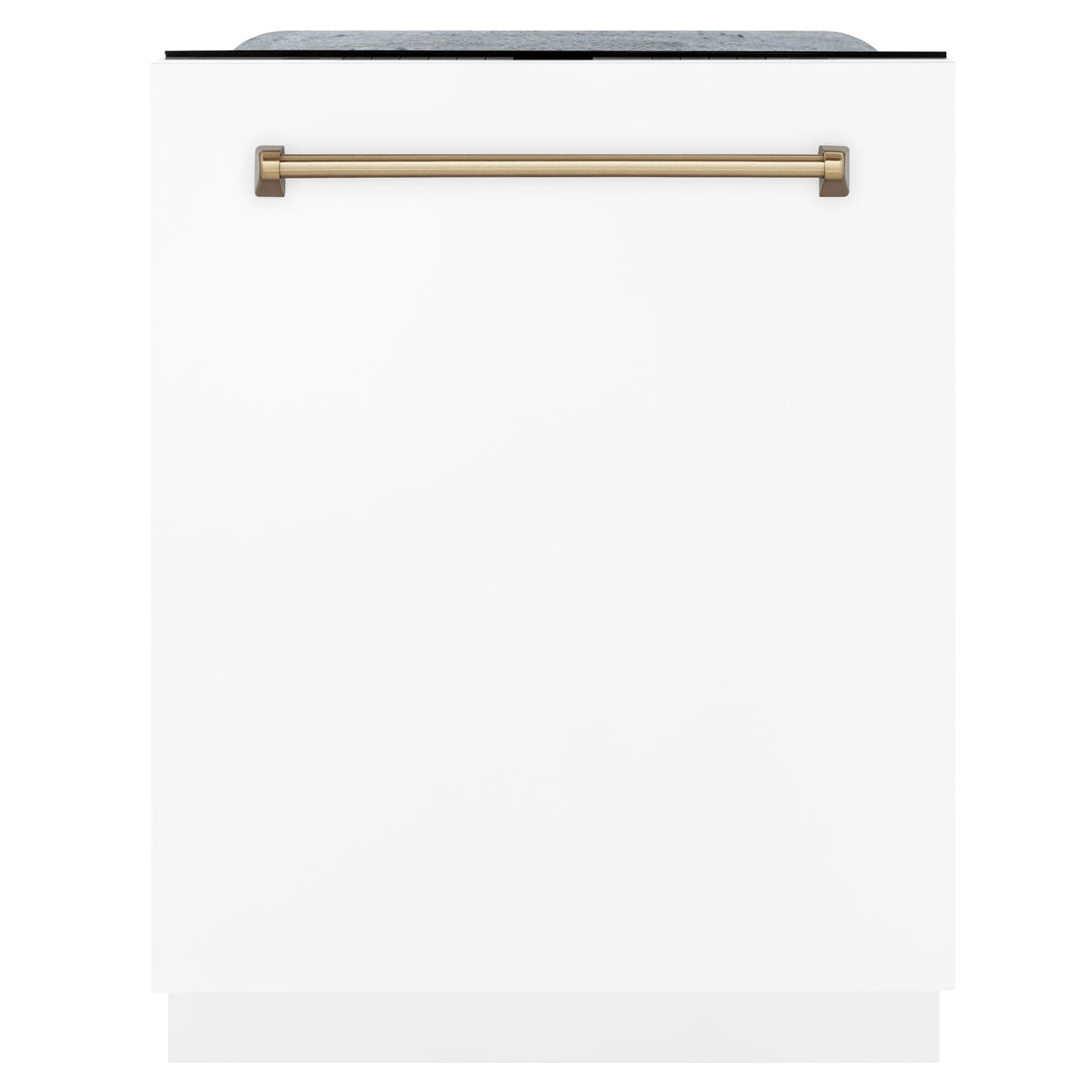 ZLINE 36 in. Autograph Edition Kitchen Package with Stainless Steel Dual Fuel Range with White Matte Door, Range Hood and Dishwasher with Champagne Bronze Accents (3AKP-RAWMRHDWM36-CB)