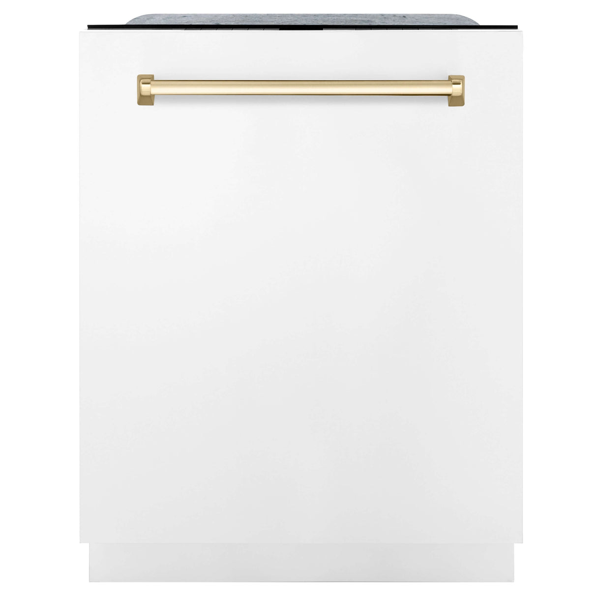 ZLINE 48 in. Autograph Edition Kitchen Package with Stainless Steel Dual Fuel Range with White Matte Door, Range Hood and Dishwasher with Polished Gold Accents (3AKP-RAWMRHDWM48-G)