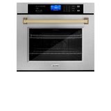 ZLINE 30 in. Autograph Edition Electric Single Wall Oven with Self Clean and True Convection in Fingerprint Resistant Stainless Steel and Champagne Bronze Accents (AWSSZ-30-CB)