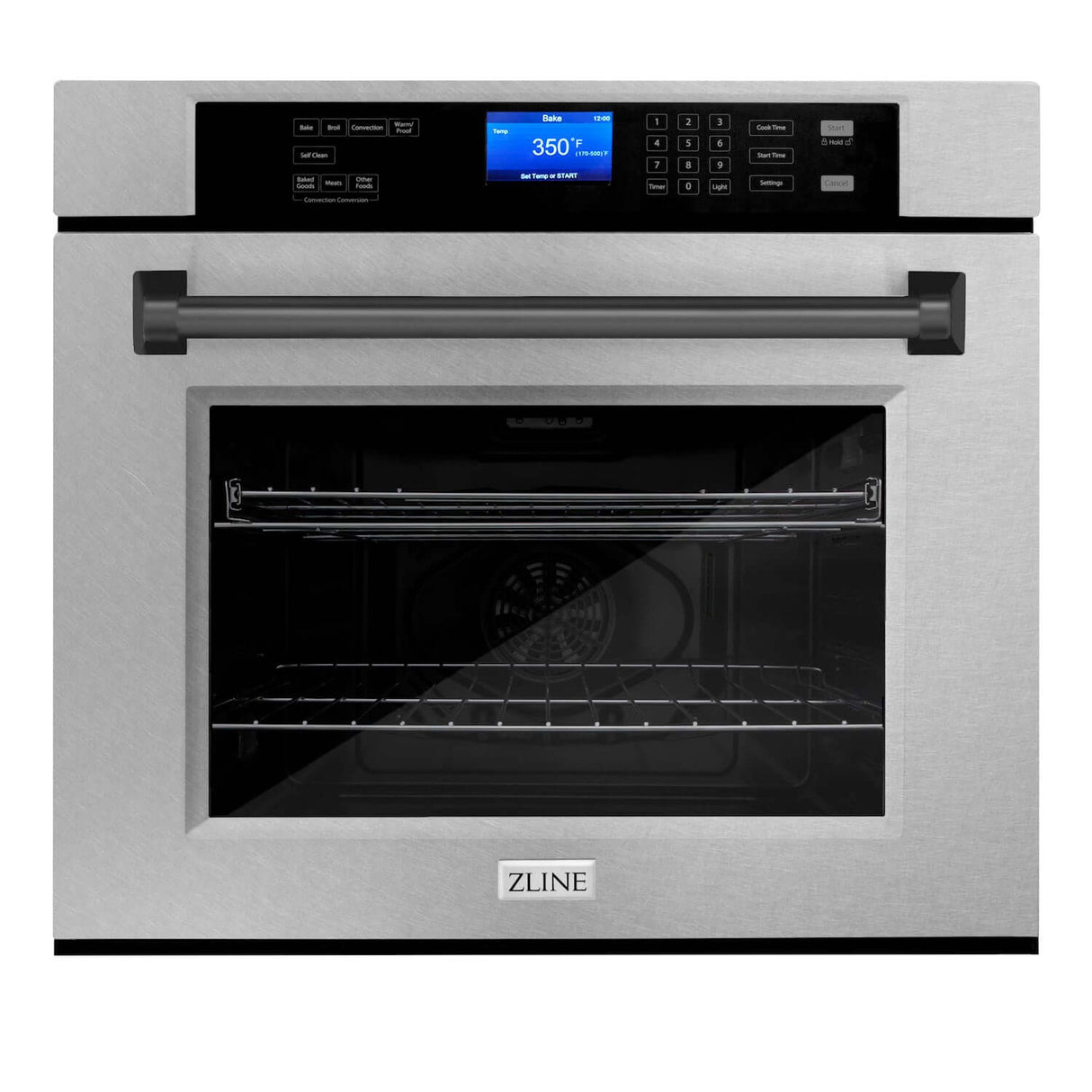 ZLINE Autograph Edition 30 in. Electric Single Wall Oven with Self Clean and True Convection in Fingerprint Resistant Stainless Steel and Matte Black Accents (AWSSZ-30-MB)