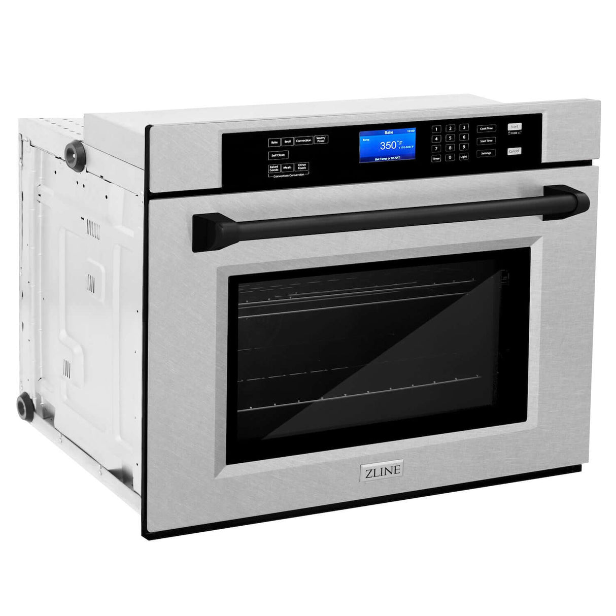 ZLINE Autograph Edition 30 in. Electric Single Wall Oven with Self Clean and True Convection in Fingerprint Resistant Stainless Steel and Matte Black Accents (AWSSZ-30-MB)