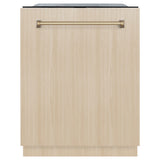 ZLINE Autograph Edition 24 in. Monument Series 3rd Rack Top Touch Control Tall Tub Dishwasher in Custom Panel Ready with Champagne Bronze Handle, 45dBa (DWMTZ-24-CB)