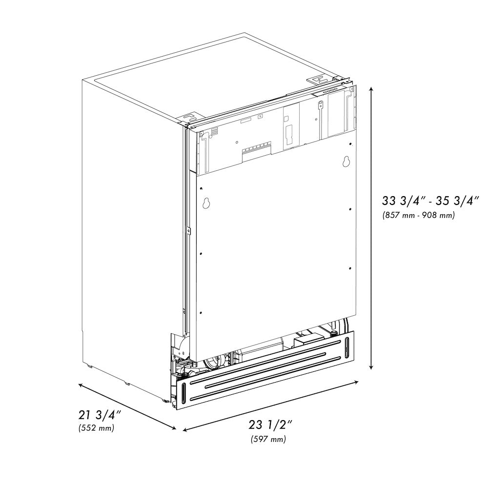 ZLINE Autograph Edition 24 in. Tallac Series 3rd Rack Top Control Built-In Tall Tub Dishwasher in Custom Panel Ready with Champagne Bronze Handle, 51dBa (DWVZ-24-CB)