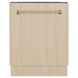 ZLINE Autograph Edition 24 in. Tallac Series 3rd Rack Top Control Built-In Tall Tub Dishwasher in Custom Panel Ready with Champagne Bronze Handle, 51dBa (DWVZ-24-CB)