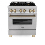 ZLINE Autograph Edition 30 in. 4.0 cu. ft. Dual Fuel Range with Gas Stove and Electric Oven in Fingerprint Resistant Stainless Steel with Champagne Bronze Accents (RASZ-SN-30-CB)