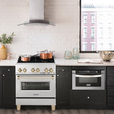 ZLINE Autograph Edition 30 in. 4.0 cu. ft. Dual Fuel Range with Gas Stove and Electric Oven in Fingerprint Resistant Stainless Steel with Polished Gold Accents (RASZ-SN-30-G)