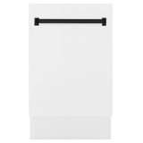 ZLINE Autograph Edition 18” Compact 3rd Rack Top Control Dishwasher in White Matte with Matte Black Accent Handle, 51dBa (DWVZ-WM-18-MB)