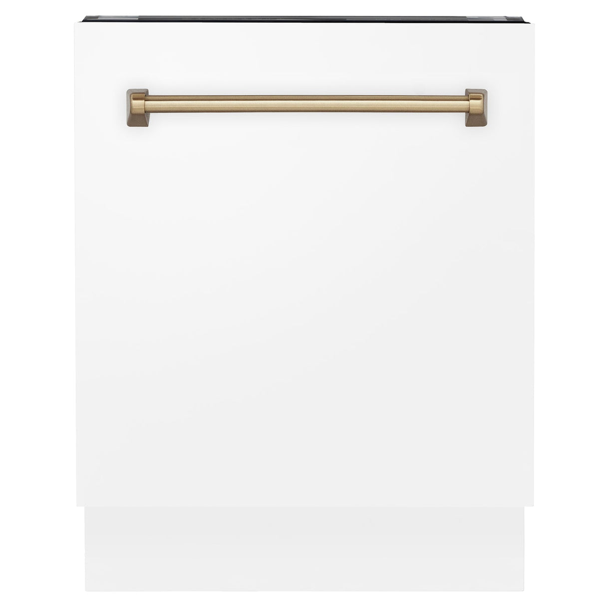 ZLINE Autograph Edition 24 in. 3rd Rack Top Control Tall Tub Dishwasher in White Matte with Champagne Bronze Accent Handle, 51dBa (DWVZ-WM-24-CB)