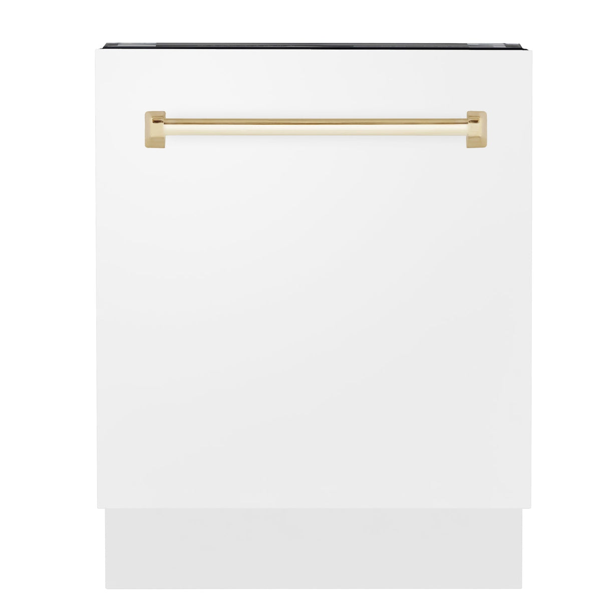 ZLINE Autograph Edition 24 in. 3rd Rack Top Control Tall Tub Dishwasher in White Matte with Polished Gold Accent Handle, 51dBa (DWVZ-WM-24-G)