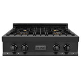 ZLINE 30 in. Porcelain Rangetop in Black Stainless with Brass Burners (RTB-BR-30)