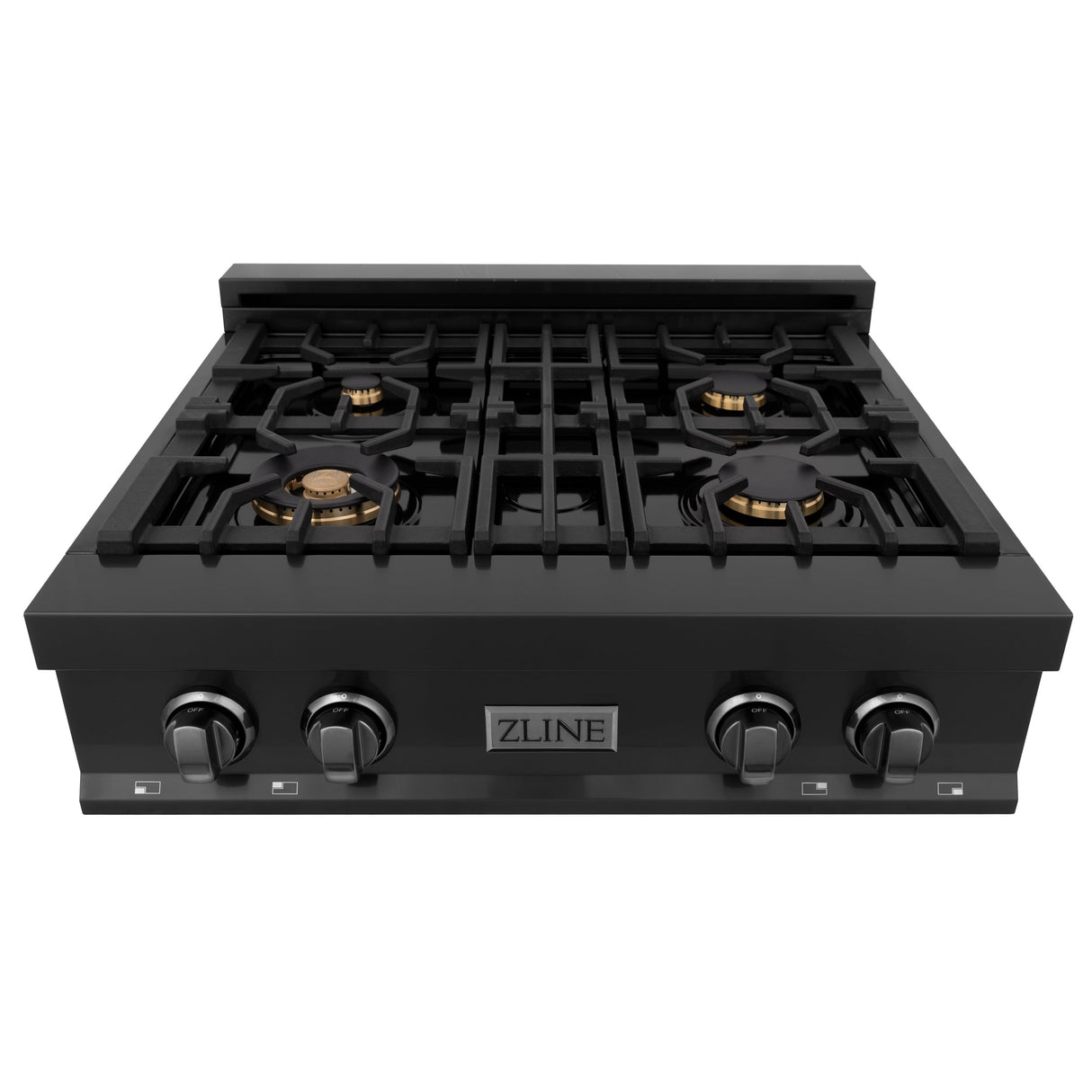 ZLINE 30 in. Porcelain Rangetop in Black Stainless with Brass Burners (RTB-BR-30)