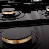 ZLINE 48 in. Porcelain Gas Stovetop in Black Stainless Steel with Brass Burners and Griddle (RTB-48)