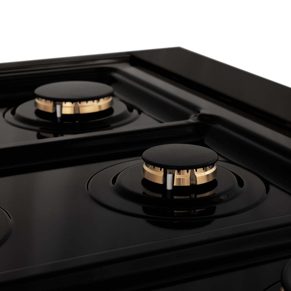 ZLINE 48 in. Porcelain Gas Stovetop in Black Stainless Steel with Brass Burners and Griddle (RTB-48)