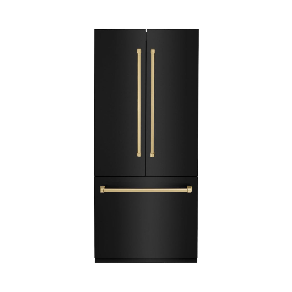 ZLINE 36 in. Autograph Edition 19.6 cu. ft. Built-in 2-Door Bottom Freezer Refrigerator with Internal Water and Ice Dispenser in Black Stainless Steel with Champagne Bronze Accents (RBIVZ-BS-36-CB)