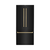 ZLINE 36 in. Autograph Edition 19.6 cu. ft. Built-in 2-Door Bottom Freezer Refrigerator with Internal Water and Ice Dispenser in Black Stainless Steel with Champagne Bronze Accents (RBIVZ-BS-36-CB)