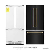 ZLINE 36 in. Autograph Edition 19.6 cu. ft. Built-in 2-Door Bottom Freezer Refrigerator with Internal Water and Ice Dispenser in Black Stainless Steel with Champagne Bronze Accents (RBIVZ-BS-36-CB)