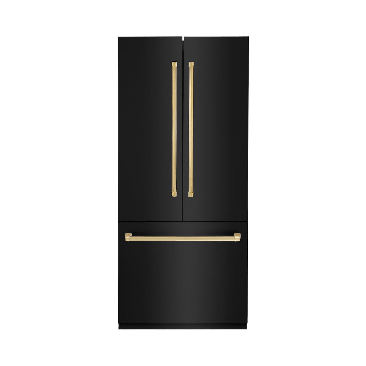 ZLINE 36 in. Autograph Edition 19.6 cu. ft. Built-in 2-Door Bottom Freezer Refrigerator with Internal Water and Ice Dispenser in Black Stainless Steel with Polished Gold Accents (RBIVZ-BS-36-G)