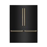 ZLINE 60 in. Autograph Edition 32.2 cu. ft. Built-in 4-Door French Door Refrigerator with Internal Water and Ice Dispenser in Black Stainless Steel with Champagne Bronze Accents (RBIVZ-BS-60-CB)