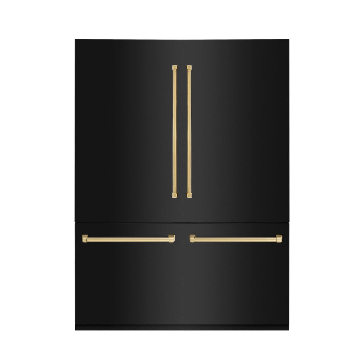 ZLINE Autograph Edition 60 in. 32.2 cu. ft. Built-in 4-Door French Door Refrigerator with Internal Water and Ice Dispenser in Black Stainless Steel with Polished Gold Accents (RBIVZ-BS-60-G)