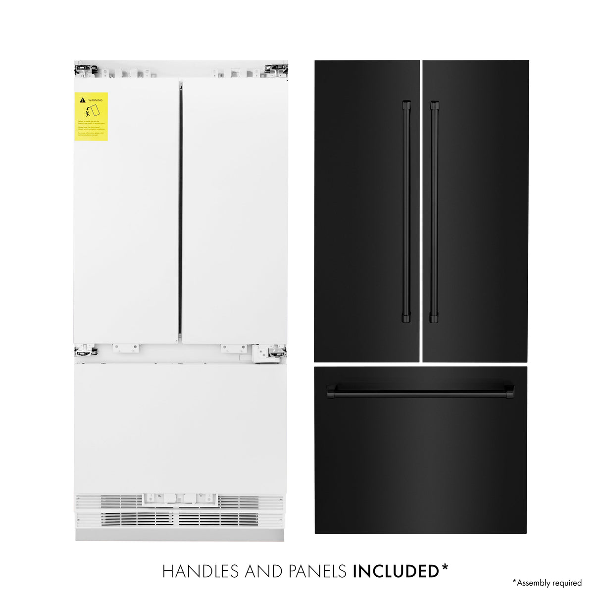 ZLINE 36 in. 19.6 cu. ft. Built-In 3-Door French Door Refrigerator with Internal Water and Ice Dispenser in Black Stainless Steel (RBIV-BS-36)