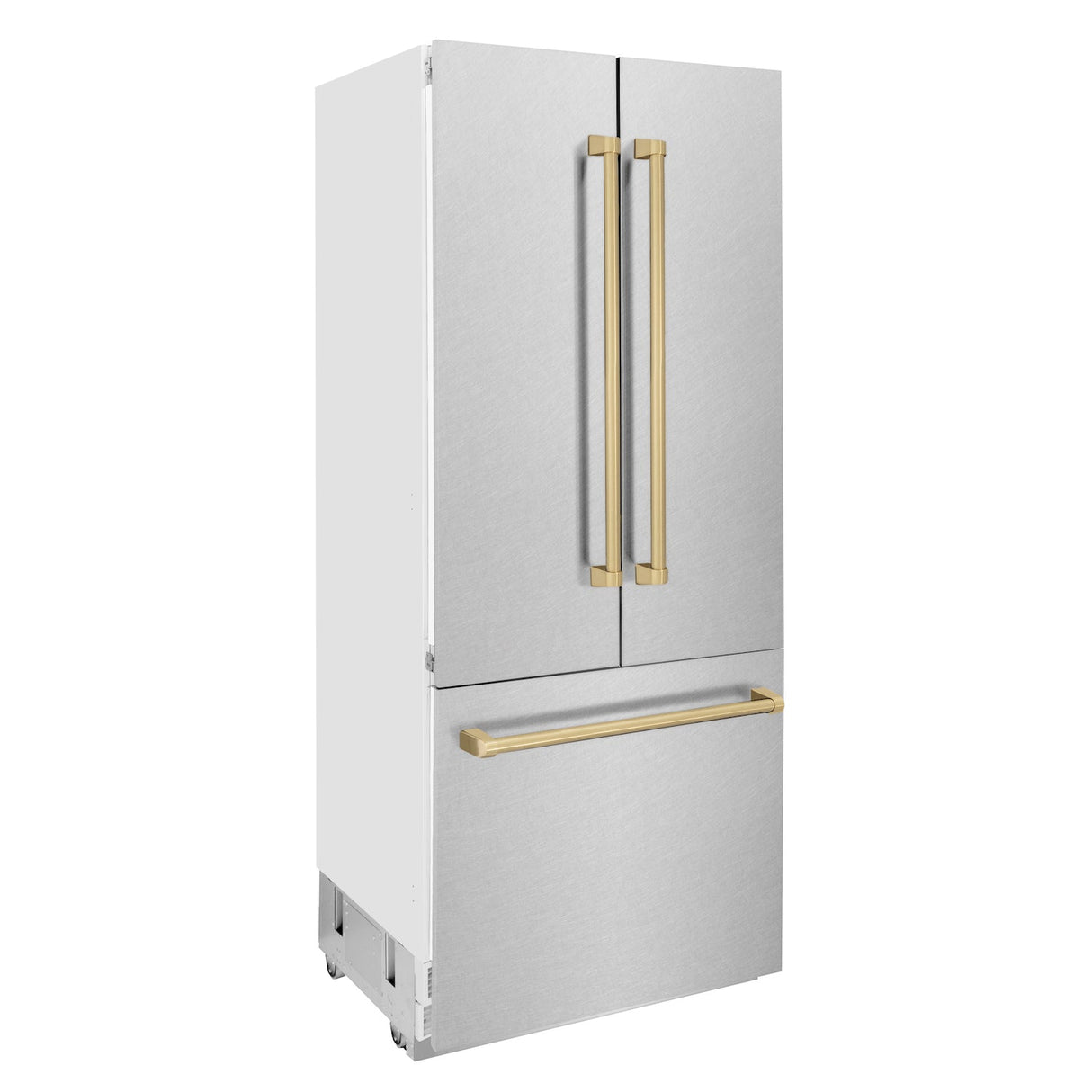 ZLINE 36 in. Autograph Edition 19.6 cu. ft. Built-in 2-Door Bottom Freezer Refrigerator with Internal Water and Ice Dispenser in Fingerprint Resistant Stainless Steel with Champagne Bronze Accents (RBIVZ-SN-36-CB)