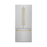 ZLINE 36 in. Autograph Edition 19.6 cu. ft. Built-in 2-Door Bottom Freezer Refrigerator with Internal Water and Ice Dispenser in Fingerprint Resistant Stainless Steel with Polished Gold Accents (RBIVZ-SN-36-G)