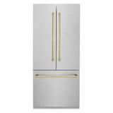 ZLINE 36 in. Autograph Edition 19.6 cu. ft. Built-in 2-Door Bottom Freezer Refrigerator with Internal Water and Ice Dispenser in Fingerprint Resistant Stainless Steel with Polished Gold Accents (RBIVZ-SN-36-G)