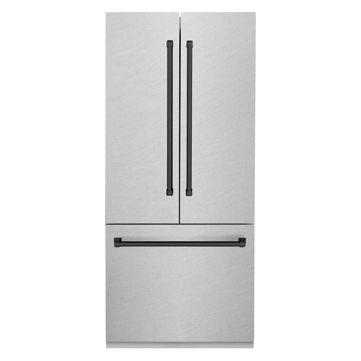 ZLINE 36 in. Autograph Edition 19.6 cu. ft. Built-in 2-Door Bottom Freezer Refrigerator with Internal Water and Ice Dispenser in Fingerprint Resistant Stainless Steel with Matte Black Accents (RBIVZ-SN-36-MB)