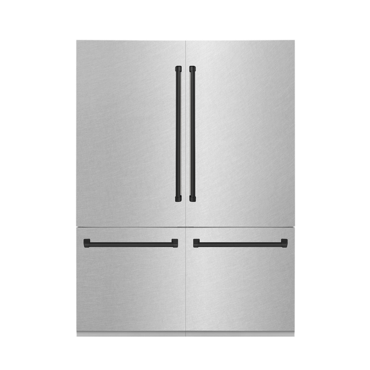 ZLINE 60 in. Autograph Edition 32.2 cu. ft. Built-in 4-Door French Door Refrigerator with Internal Water and Ice Dispenser in Fingerprint Resistant Stainless Steel with Matte Black Accents (RBIVZ-SN-60-MB)