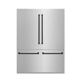 ZLINE 60 in. Autograph Edition 32.2 cu. ft. Built-in 4-Door French Door Refrigerator with Internal Water and Ice Dispenser in Fingerprint Resistant Stainless Steel with Matte Black Accents (RBIVZ-SN-60-MB)