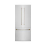 ZLINE 36 in. Autograph Edition 19.6 cu. ft. Built-in 2-Door Bottom Freezer Refrigerator with Internal Water and Ice Dispenser in Stainless Steel with Champagne Bronze Accents (RBIVZ-304-36-CB)