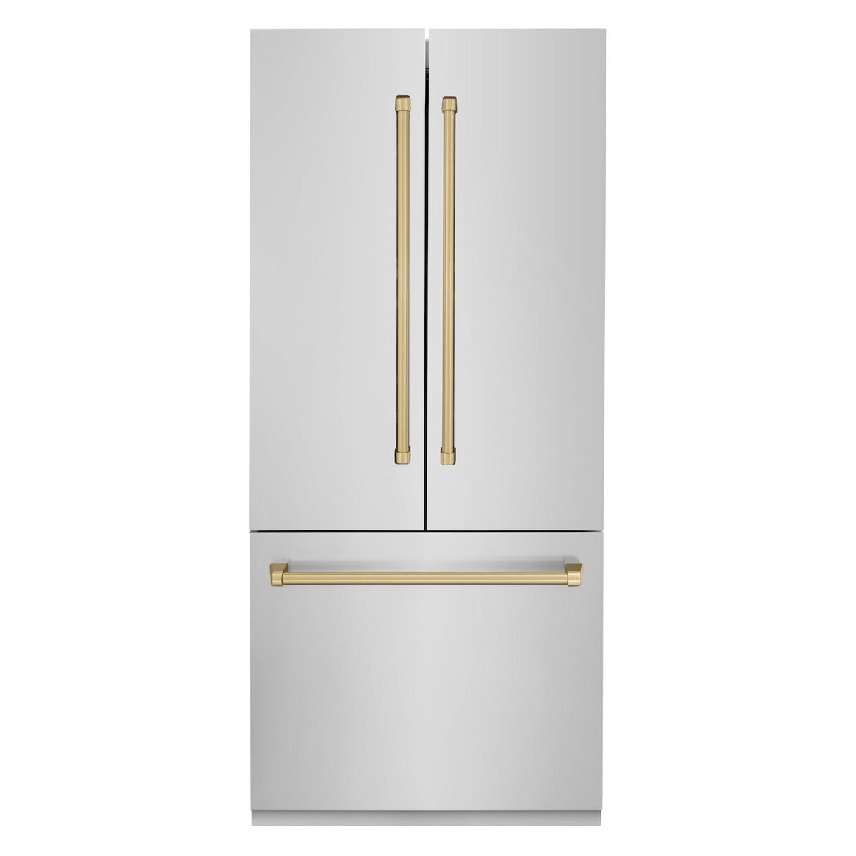 ZLINE 36 in. Autograph Edition 19.6 cu. ft. Built-in 2-Door Bottom Freezer Refrigerator with Internal Water and Ice Dispenser in Stainless Steel with Champagne Bronze Accents (RBIVZ-304-36-CB)