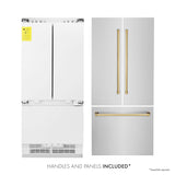 ZLINE 36” Autograph Edition 19.6 cu. ft. Built-in 2-Door Bottom Freezer Refrigerator with Internal Water and Ice Dispenser in Stainless Steel with Polished Gold Accents (RBIVZ-304-36-G)