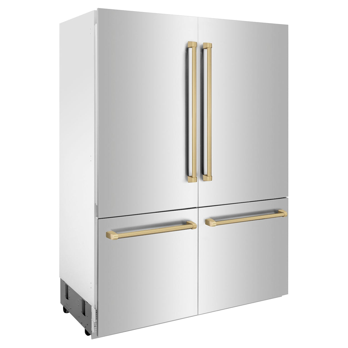 ZLINE 60 in. Autograph Edition 32.2 cu. ft. Built-in 4-Door French Door Refrigerator with Internal Water and Ice Dispenser in Stainless Steel with Champagne Bronze Accents (RBIVZ-304-60-CB)