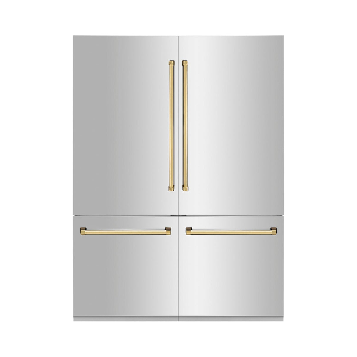 ZLINE 60 in. Autograph Edition 32.2 cu. ft. Built-in 4-Door French Door Refrigerator with Internal Water and Ice Dispenser in Stainless Steel with Polished Gold Accents (RBIVZ-304-60-G)