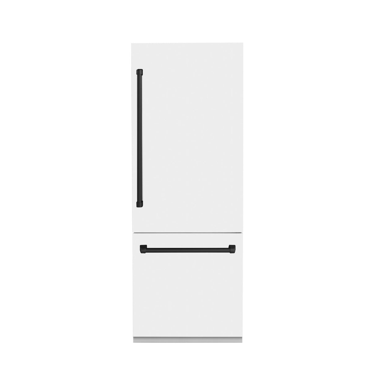 ZLINE 30 in. Autograph Edition 16.1 cu. ft. Built-in 2-Door Bottom Freezer Refrigerator with Internal Water and Ice Dispenser in White Matte with Matte Black Accents (RBIVZ-WM-30-MB)