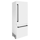 ZLINE 30 in. Autograph Edition 16.1 cu. ft. Built-in 2-Door Bottom Freezer Refrigerator with Internal Water and Ice Dispenser in White Matte with Matte Black Accents (RBIVZ-WM-30-MB)