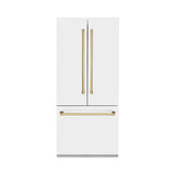 ZLINE 36 in. Autograph Edition 19.6 cu. ft. Built-in 2-Door Bottom Freezer Refrigerator with Internal Water and Ice Dispenser in White Matte with Polished Gold Accents (RBIVZ-WM-36-G)