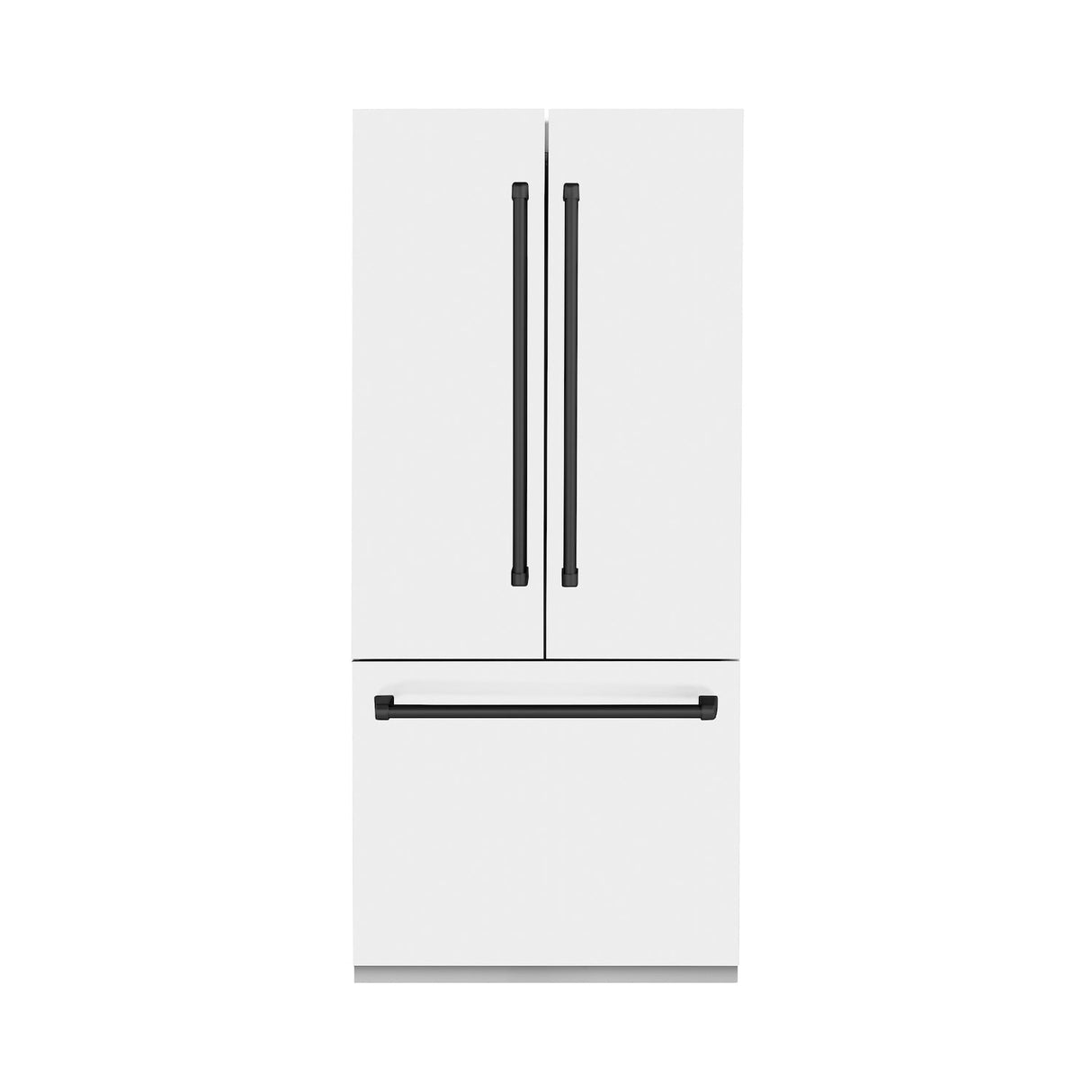 ZLINE 36 in. Autograph Edition 19.6 cu. ft. Built-in 2-Door Bottom Freezer Refrigerator with Internal Water and Ice Dispenser in White Matte with Matte Black Accents (RBIVZ-WM-36-MB)