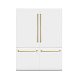 ZLINE 60 in. Autograph Edition 32.2 cu. ft. Built-in 4-Door French Door Refrigerator with Internal Water and Ice Dispenser in White Matte with Champagne Bronze Accents (RBIVZ-WM-60-CB)