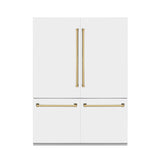 ZLINE 60 in. Autograph Edition 32.2 cu. ft. Built-in 4-Door French Door Refrigerator with Internal Water and Ice Dispenser in White Matte with Polished Gold Accents (RBIVZ-WM-60-G)