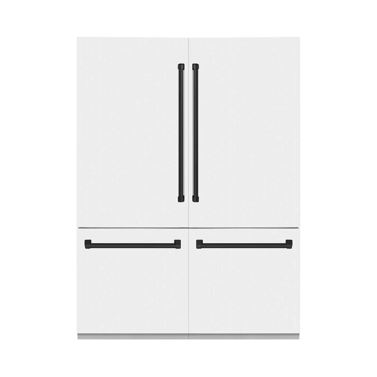 ZLINE 60 in. Autograph Edition 32.2 cu. ft. Built-in 4-Door French Door Refrigerator with Internal Water and Ice Dispenser in White Matte with Matte Black Accents (RBIVZ-WM-60-MB)