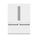 ZLINE 60 in. Autograph Edition 32.2 cu. ft. Built-in 4-Door French Door Refrigerator with Internal Water and Ice Dispenser in White Matte with Matte Black Accents (RBIVZ-WM-60-MB)