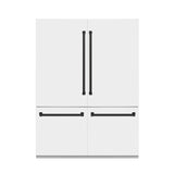 ZLINE 60 in. Autograph Edition 32.2 cu. ft. Built-in 4-Door French Door Refrigerator with Internal Water and Ice Dispenser in White Matte with Matte Black Accents (RBIVZ-WM-60-MB)