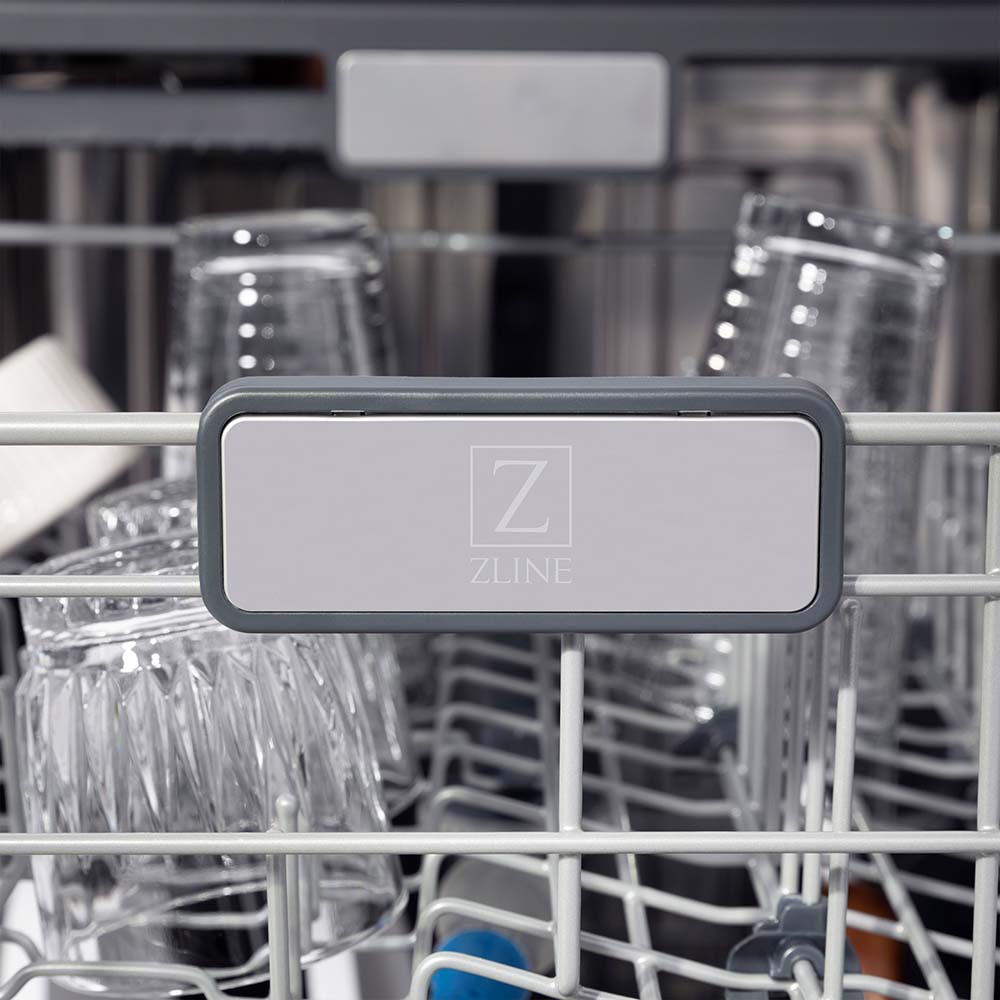 ZLINE 24 in. Monument Series 3rd Rack Top Touch Control Dishwasher with White Matte Panel, 45dBa (DWMT-WM-24)