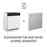 ZLINE Autograph Edition 18” Compact 3rd Rack Top Control Dishwasher in Stainless Steel with Matte Black Handle, 51dBa (DWVZ-304-18-MB)