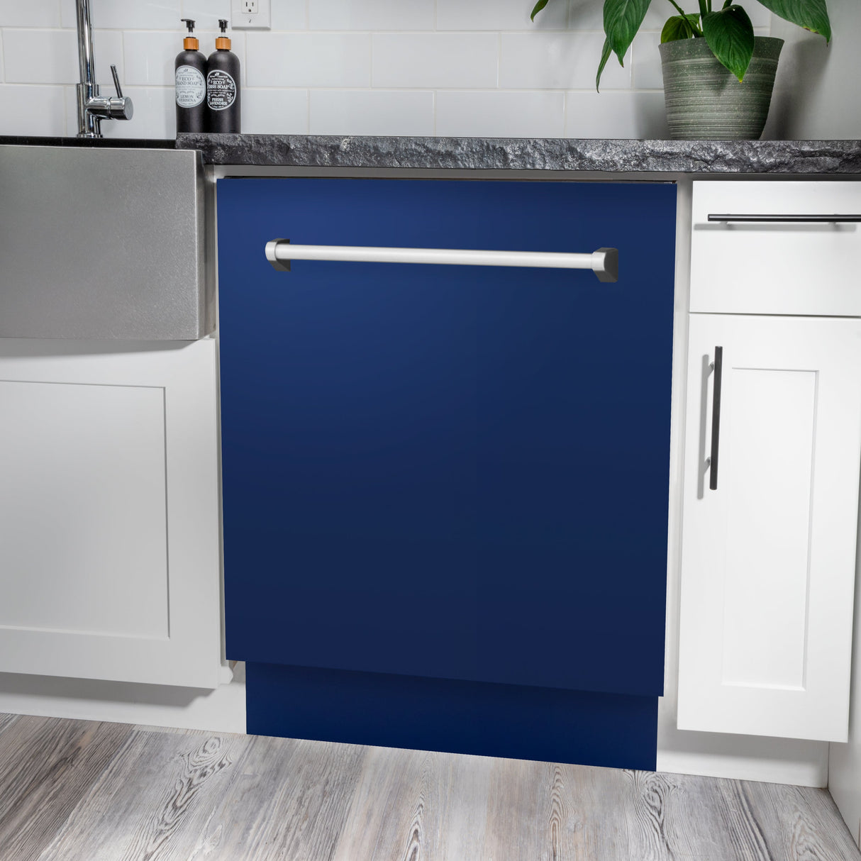 ZLINE 24" Tallac Series 3rd Rack Dishwasher with Blue Gloss Panel and Traditional Handle, 51dBa (DWV-BG-24)