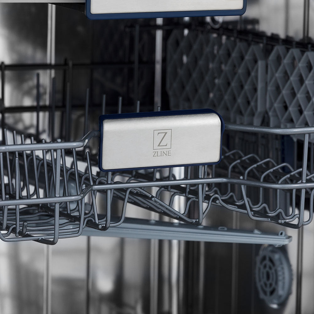 ZLINE 24" Tallac Series 3rd Rack Dishwasher with Blue Gloss Panel and Traditional Handle, 51dBa (DWV-BG-24)