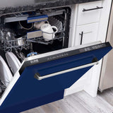 ZLINE 24" Tallac Series 3rd Rack Dishwasher with Blue Gloss Panel and Traditional Handle, 51dBa (DWV-BG-24)