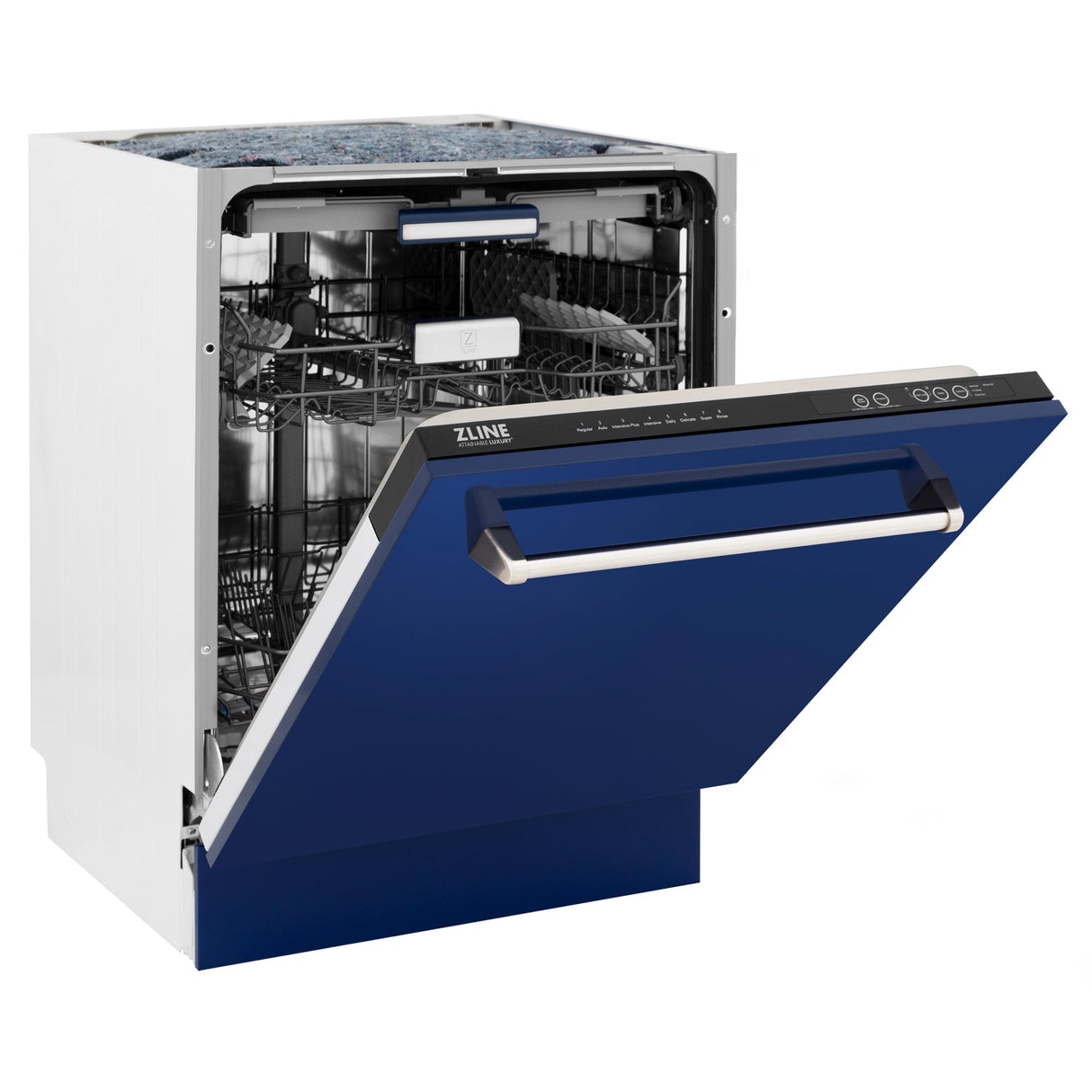 ZLINE 24" Tallac Series 3rd Rack Dishwasher with Blue Gloss Panel and Traditional Handle, 51dBa (DWV-BG-24)